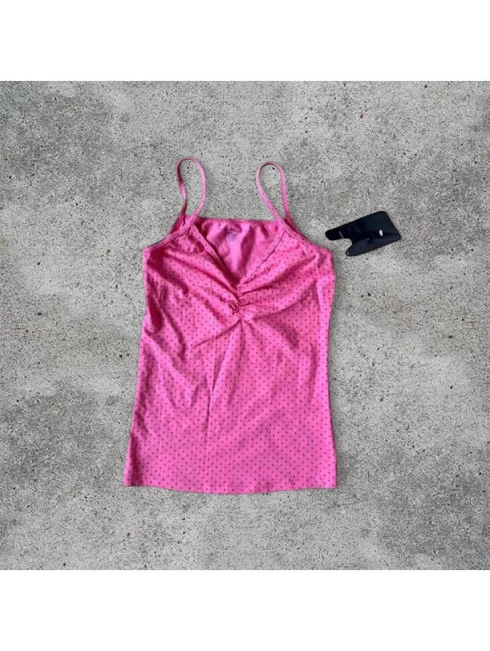 Brandy Melville pink polka dot Archie tank